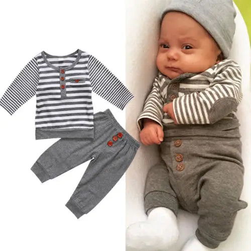 New 0-24M Cute Baby Girls Cotton Tops o-neck T-shirt + Long Pants high waist Casual Outfits Newborn Set Boys Clothes