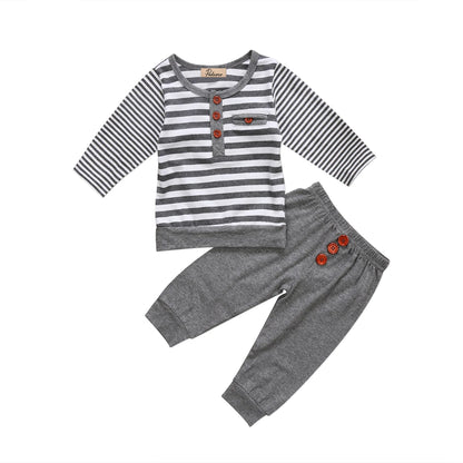 New 0-24M Cute Baby Girls Cotton Tops o-neck T-shirt + Long Pants high waist Casual Outfits Newborn Set Boys Clothes