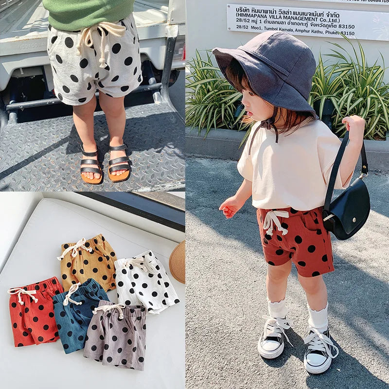 Summer Kids Shorts Boys Cotton Shorts Girls Brand Toddler  Beach Short Elastic Sports Pants Baby Clothing 1-5Y