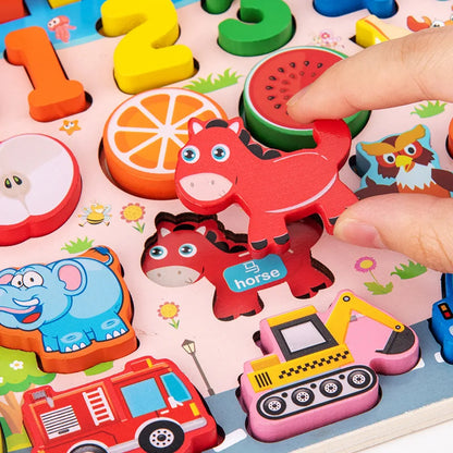 Kids Educational Wooden Math Toys Children Busy Board Count Shape Colors Match Fishing Puzzle Learning Toys Gifts