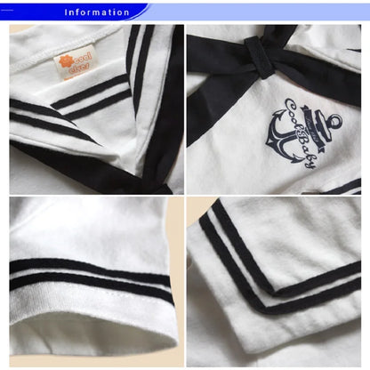 Mia~Mya~Mae 2024 Navy Sailor Newborn Clothes Baby Boys Jumpsuits Shortall 100% Cotton Seaman