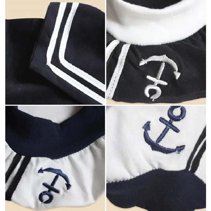 Mia~Mya~Mae 2024 Navy Sailor Newborn Clothes Baby Boys Jumpsuits Shortall 100% Cotton Seaman