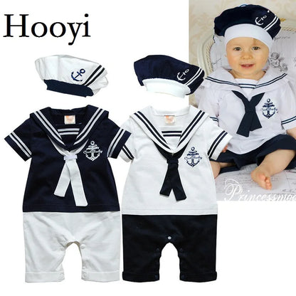 Mia~Mya~Mae 2024 Navy Sailor Newborn Clothes Baby Boys Jumpsuits Shortall 100% Cotton Seaman