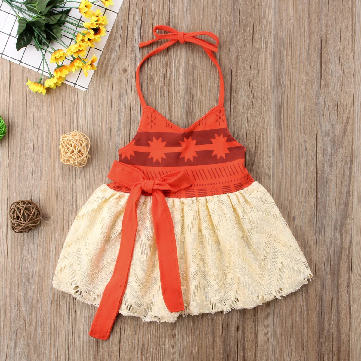 Princess Newborn Toddler Kids Baby Girl Moana Dress Summer Sleeveless Backless Strap Tutu Bow Beach Dress Sundress Baby Clothing