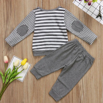 New 0-24M Cute Baby Girls Cotton Tops o-neck T-shirt + Long Pants high waist Casual Outfits Newborn Set Boys Clothes