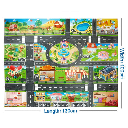 Children Canvas Climbing Mats Parking Lot View Map Kids Rug Developing  Crawling Mat Big City Traffic Road Carpet with Toys