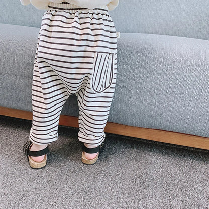 Cotton Striped 2024 Spring Autumn New  Loose Toddler Infant Wear Kids Clothing