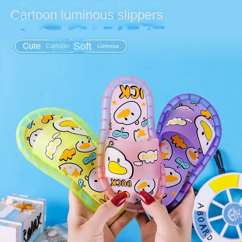 New Cute Luminous Kids Slippers Crystal Shoes Sparkling Lights Boys Girls Will Cartoon Glowing Cute Baby Cool Indoor Outdoor