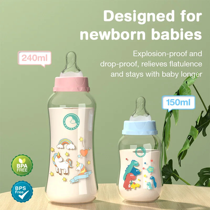 Baby Bottle Milk Bottle 150/240ml Baby Milk Bottle Silicone Pacifier BPA Free Newborn Baby Bottles