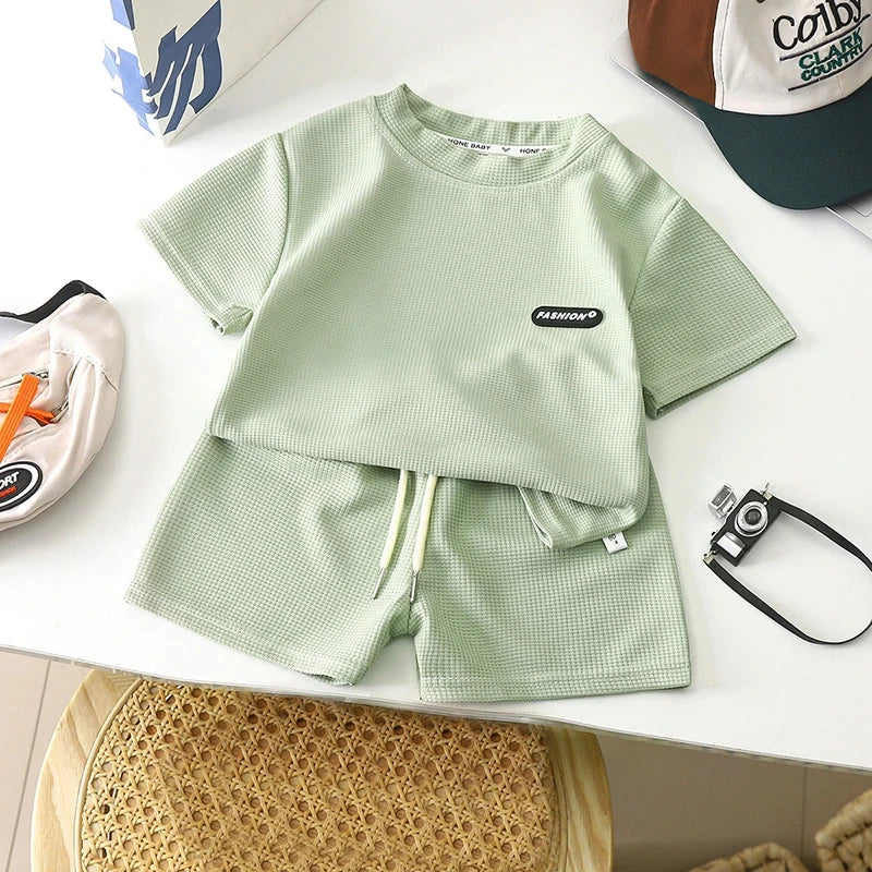 MIA~MYA~MAE 2Pc Casual Children Short Sleeve Shorts Sets Summer Kids Clothes