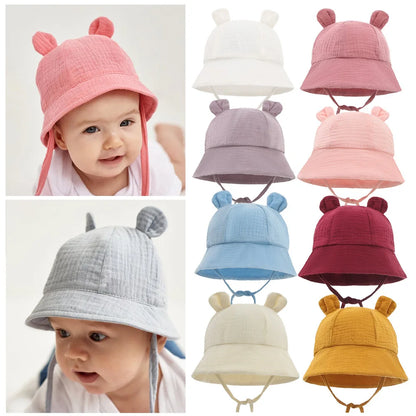 Baby Summer Hat Newborn Cap Cotton Baby Sun Hats for Girls Boys Infant Bucket Hat for Toddler Accessories 3-12M