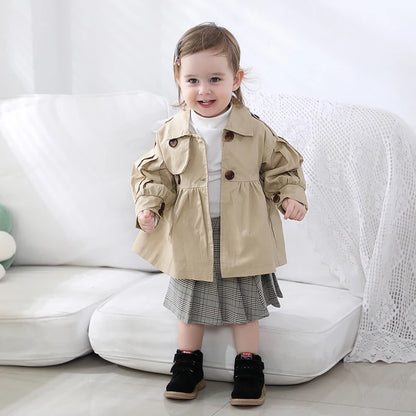 Moore Fashion Baby Trench Coat Cotton Autumn Spring Baby Girl Clothes Kids Jackets for Girls Coats Infant Outerwear.