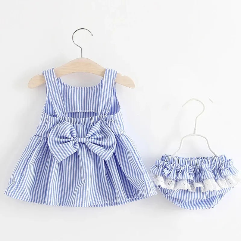 Mia~Mya~Mae 2023 Girls Cute Summer Sleeveless 2Piece Dress Set.