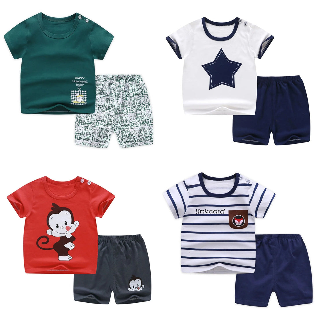 MIA~MYA~MAE Casual Short Sleeve Tees + Shorts  Boys Fashion(Free Shipping)